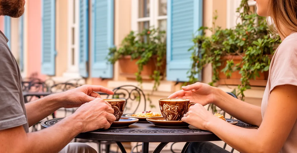 Personnes attablées en terrasse d'un café monégasque
