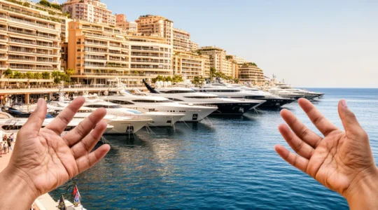 Vue panoramique du port de Monaco avec yachts et immeubles résidentiels